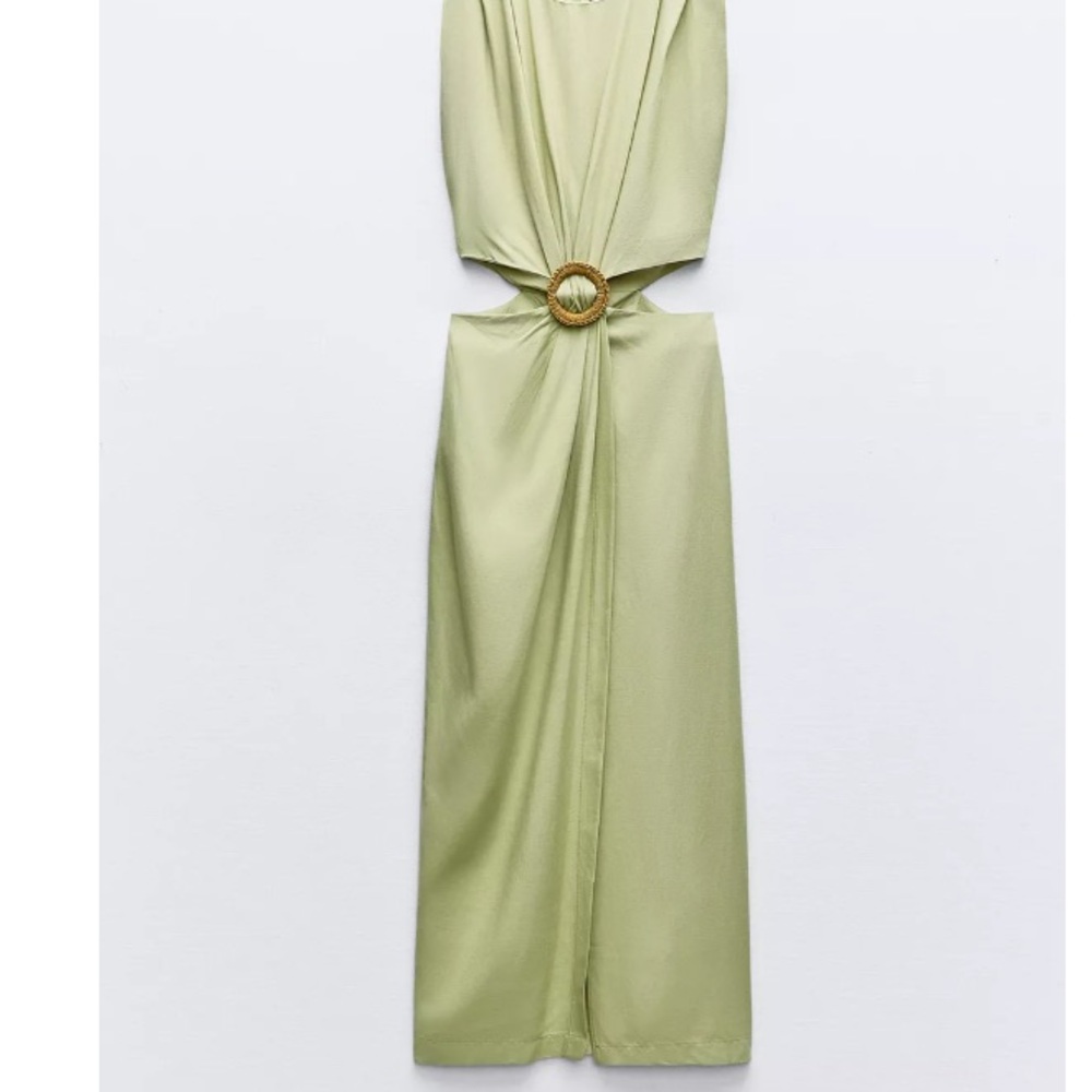 Zara Elegant Sage Green Dress with Ring Detail size large